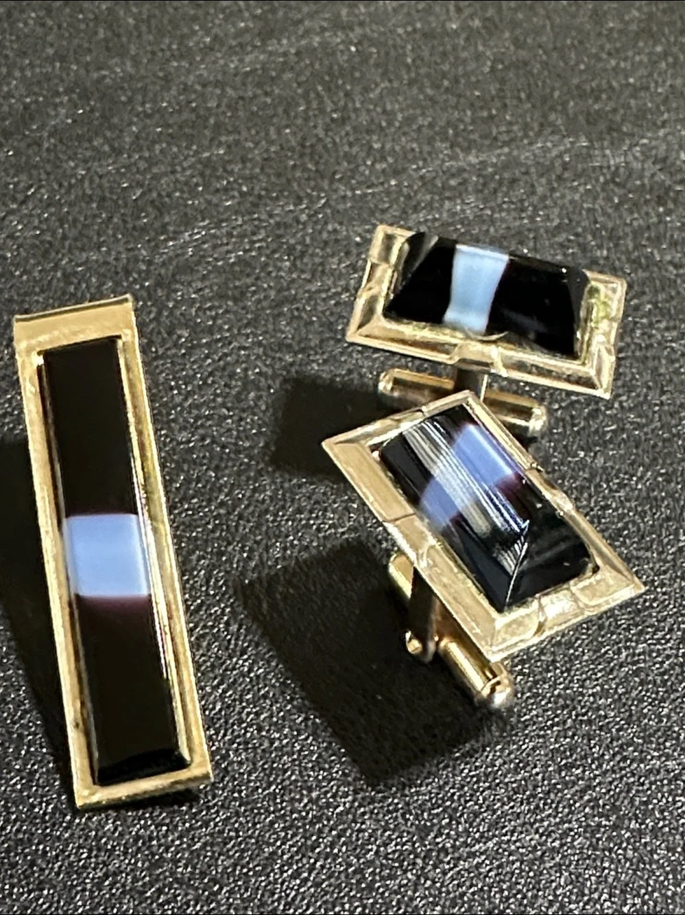 Three Piece Cuff Links & Tie Clip